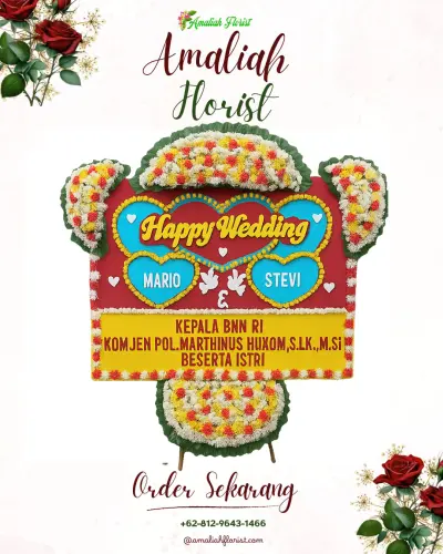 Karangan Papan Bunga Pernikahan di Mandrajaya